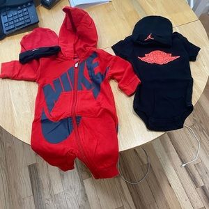 Nike & Jordan onesies with hats